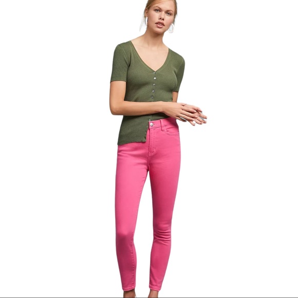 Current Elliott x Anthropologie Ultra High Waist Skinny 10 | 30 Dark Pink Jeans - Picture 4 of 12